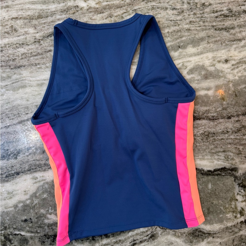 Lilly Pulitzer Luxletic Vanti Bra Tank Top Blue with Pink and Orange Stripes - Picture 6 of 8